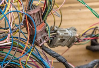 A tangle of wires and connectors